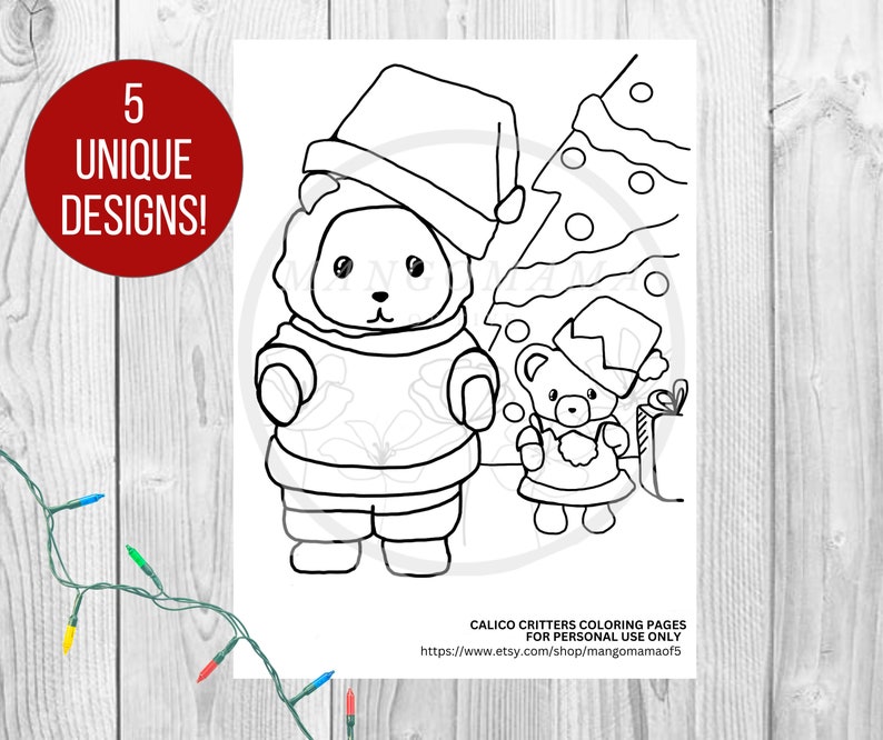 PRINTABLE Calico Critters HOLIDAY Christmas Coloring Pages, DIY Print ...