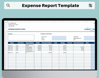 Expense Report Template T E Business Expense Tracker Etsy