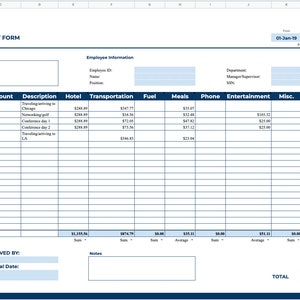 Expense Report Template Etsy Expense Report Template Etsy