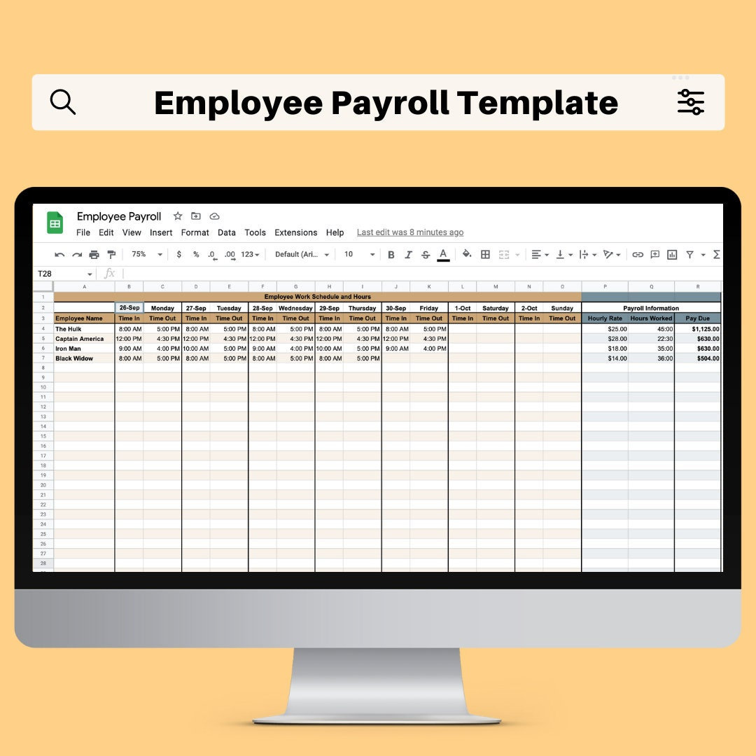 Employee Payroll Template Payroll Tracker Google Sheets Small Business Employee Payroll Template Payroll Tracker Google Sheets Small Business