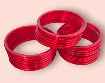 Indian Glass Bangles  (12 Peices) | Bangles Set For Women Size 2-6 ML & 2 - 8 ML  | Red and Green color || Plain Bangles