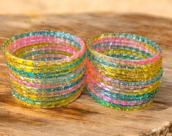 RainDrop Bangles || Multicolor Set of 6 0r 12  || Size 2-4 || Size 2-6 || Size 2-8 || Size 2-10 || Glass Valayal / kankanalu