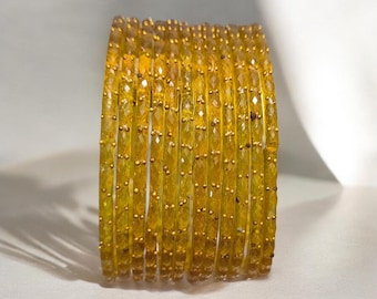 RainDrop Bangles || Yellow Bangles Set of 6 0r 12  || Size 2-4 || Size 2-6 || Size 2-8 || Plain and Glossy finish Bangles