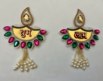 Shubh Labh Sticker for Door/Wall - Shubh Labh for Diwali/Festival Stickers for Wall for mandir | Return Gift | Festival Decor