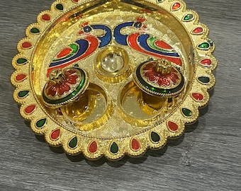 Acrelic Haldikumkum Holder Pooja Thali | Return gift for pooja Tilak Thali | Diwali gift | Indian wedding gift | Housewarming gift.