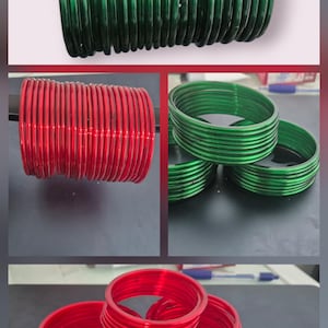 Indian Glass Bangles  (12 Peices) | Bangles Set For Women Size 2-6 ML , 2 - 8 ML & Size 2-12 ML | Red and Green color || Plain Bangles