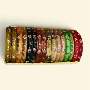 Floral Glass Kada Bangles Combo || Set of 2 || Multicolor Size : 2-4 , 2-6 , 2-8 || Wedding Kada