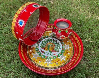 Karwachauth Pooja Thali | Diwali Decor | Pooja Thali | Mehndi Thali | Sargi Thali | Shagun Thali |