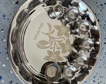 Stainless Steel Pooja Thali || Aarthi Thali whith Agarbatti Stand || Diwali Puja Items Aarti Thali Kumkum Tilak Thali ||