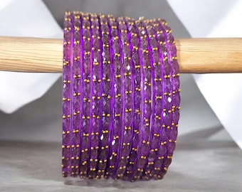 RainDrop Bangles || Deep Purple Set of 6 0r 12  || Size 2-4 || Size 2-6 || Size 2-8 || Plain and Glossy finish Bangles