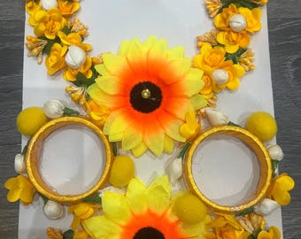 Artificial Flower Jwellery || Haldi set ||