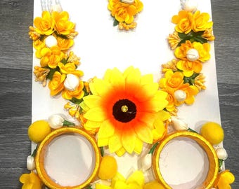 Artificial Flower Jwellery || Haldi set ||