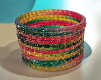 RainDrop Bangles ||Multicolor Set of 6 0r 12  || Size 2-4 || Size 2-6 || Size 2-8 || Glossy finish Bangles || Glass Valayal / kankanalu