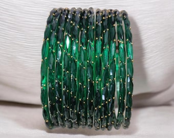 RainDrop Bangles || Greencolor Set of 6 0r 12  || Size 2-4 || Size 2-6 || Size 2-8 || Size 2-10 || Glass Valayal / kankanalu