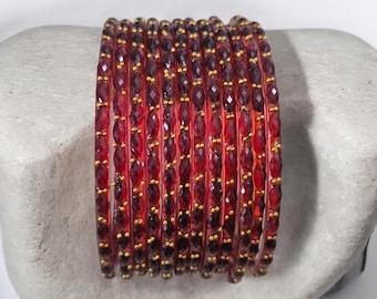 RainDrop Bangles || Maroon Color Set of 6 0r 12  || Size 2-4 || Size 2-6 || Glossy finish Bangles || Glass Valayal / kankanalu