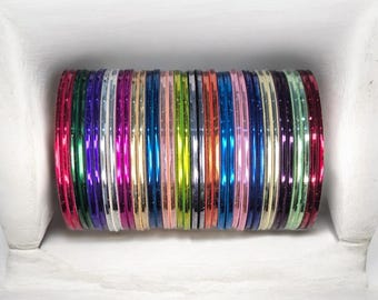 Kids Metal Multicolor Bangles || 3 dozon - 36 Pcs || Size : 1-10 , 1.12 , 2.0 , 2.2 || 18 Different Colors of Plain Shiney Bangles