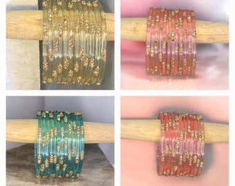 Designer Glass Bangles || Set of 12  || Size 2 - 6