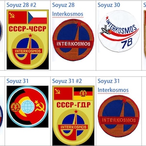 Bemannte Raumfahrt 1978 Sojus 28 Interkosmos Zenit 30 Kavkaz 31 Yastreb Abzeichen Aufnäher zum Aufbügeln