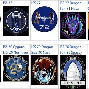 Parche bordado de la expedición 74, 73, 72 y 70 de la ISS, Cygnus NG-20, Nasa, Northrop, Grumman, Dragon Spx-30, Spx-31, SpaceX y la estación espacial internacional