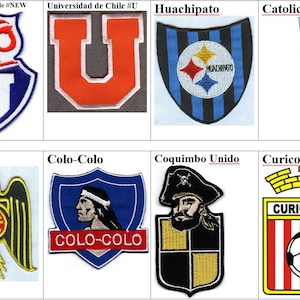 Chile CD Huachipato Universidad Católica Unión Española de Colo-Colo Coquimbo Unido Curico Unido U Alfabeto Fútbol Parche bordado
