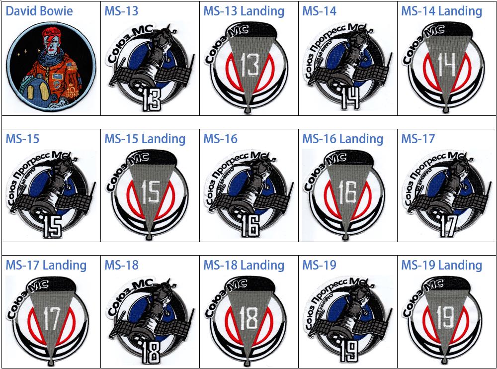 Human Space Flights Soyuz MS-13 Ms-14 Ms-15 Ms-16 Ms-17 Ms-18 Ms-19 Landing David Bowie Oddity USA Badge Iron On Embroidered Patch
