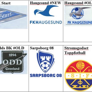 Op de afbeelding: Een collage van negen verschillende voetbalteamlogo's. De logo's zijn allemaal in verschillende kleuren en stijlen, en ze bevatten verschillende symbolen, zoals een ster, een vogel, een schild en een voetbal. De logo's zijn gerangschikt in een rasterpatroon, en ze zijn allemaal tegen een witte achtergrond.
