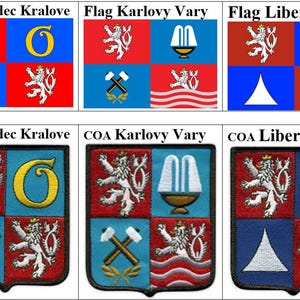 Tsjechië Centraal Boho Hradec Kralove Karlovy Vary Liberec Regio Praag Wapen Nationale Land Vlag Badge Geborduurde Patch