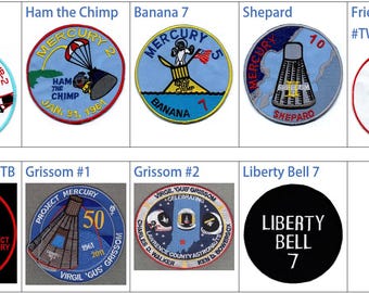 Human Space Flights 1961-63 Mercury Ham the Astro Chop Chop Chang MR2 Chimp 5 Banana 7 Enos 10 Freedom Shepard Friendship Liberty Bell Patch