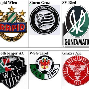 Aufnäher mit dem Motiv SK Austria Klackenfurt schnelles Wien Sturm Graz Sv Ried Tsv Hartberg Wolfsberger Ac WSG Tirol FC Blau-Weib Linz Grazer Ak Fußball Patch