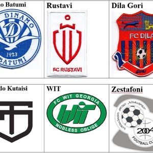 May include: A collage of 10 different soccer team logos. The logos are all in different colors and styles, and they feature a variety of symbols, including lions, eagles, and geometric shapes.