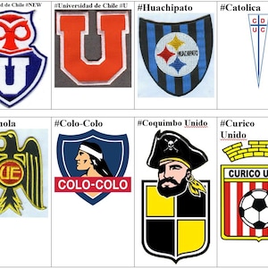 Chile CD Huachipato Universidad Católica Unión Española de Colo-Colo Coquimbo Unido Curico Unido U Alfabeto Fútbol Parche bordado