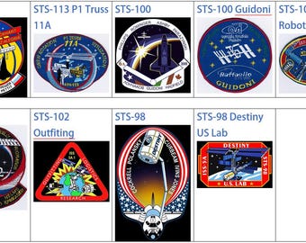 Vuelos espaciales tripulados 2001-2002 Sts-98 Destiny US Lab Sts-102 Equipamiento Logística Investigación STS-100 Guidoni Robotics STS-113 P1 Truss 11A Patch