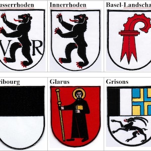 Canton Aargau Appenzell Ausserrhoden Innerrhoden Basel-Landschaft Stadt Bern Fribourg Glarus Grisons Coat of Arms Switzerland Swiss Patch