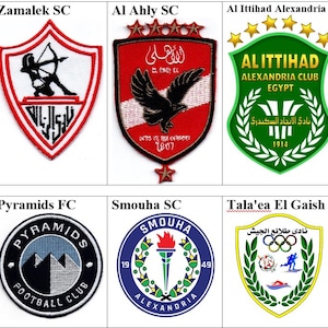 Parche bordado para planchar de fútbol del Zamalek Al Ahly SC Ittihad Alexandria Club Masry ENPPI Pyramids FC Smouha Tala'ea El Gaish de Egipto