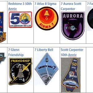 Bemannade rymdfärder 1961-63 Mercury Sigma Aurora Scott Carpenter Faith Cooper Freedom 7 Shepard Glenn Friendship Liberty Bell Redstone-märke