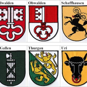 Canton Lucerne Nidwalden Obwalden Schaffhausen Schwyz Solothurn St Gallen Thurgau Uri Coat of Arms Flag Switzerland Swiss Embroidered Patch