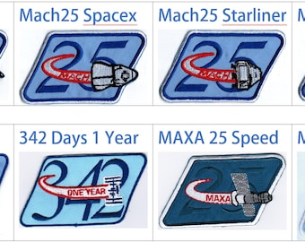 Human Space Flights Mach 25 Shuttle Spacex Starliner Station ISS 100 Days Astronauts Live on the Station 342 Days 1 Year MAXA Speed Patch