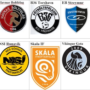 May include: A collection of 10 different soccer team logos. The logos are all in a circular or shield shape and feature various colors and designs. Some of the logos include text, such as the team name and year of founding.