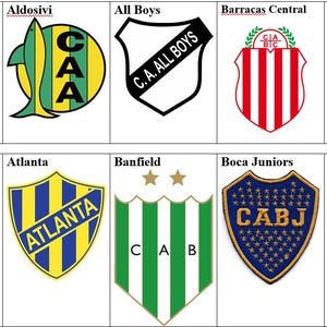 Club Almirante Brown Atletico Aldosivi Alla pojkar Alvarado Atlanta Banfield Barracas Central Belgrano Boca Juniors Argentina fotbollslapp