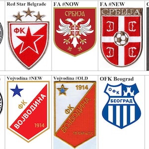 FK Partizan Serbien Nationalwappen Roter Stern Beograd TSC Backa Topola Vojvodina OFK Beograd Fußballabzeichen Aufnäher zum Aufbügeln