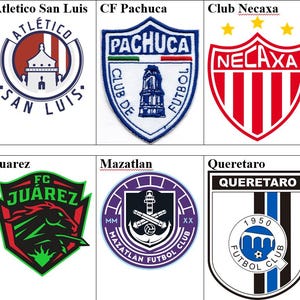 Atlas FC Atletico San Luis PUC Pachuca Club Necaxa Tijuana Deportivo Toluca Juarez Mazatlan Queretaro Mexiko Fußball Aufnäher