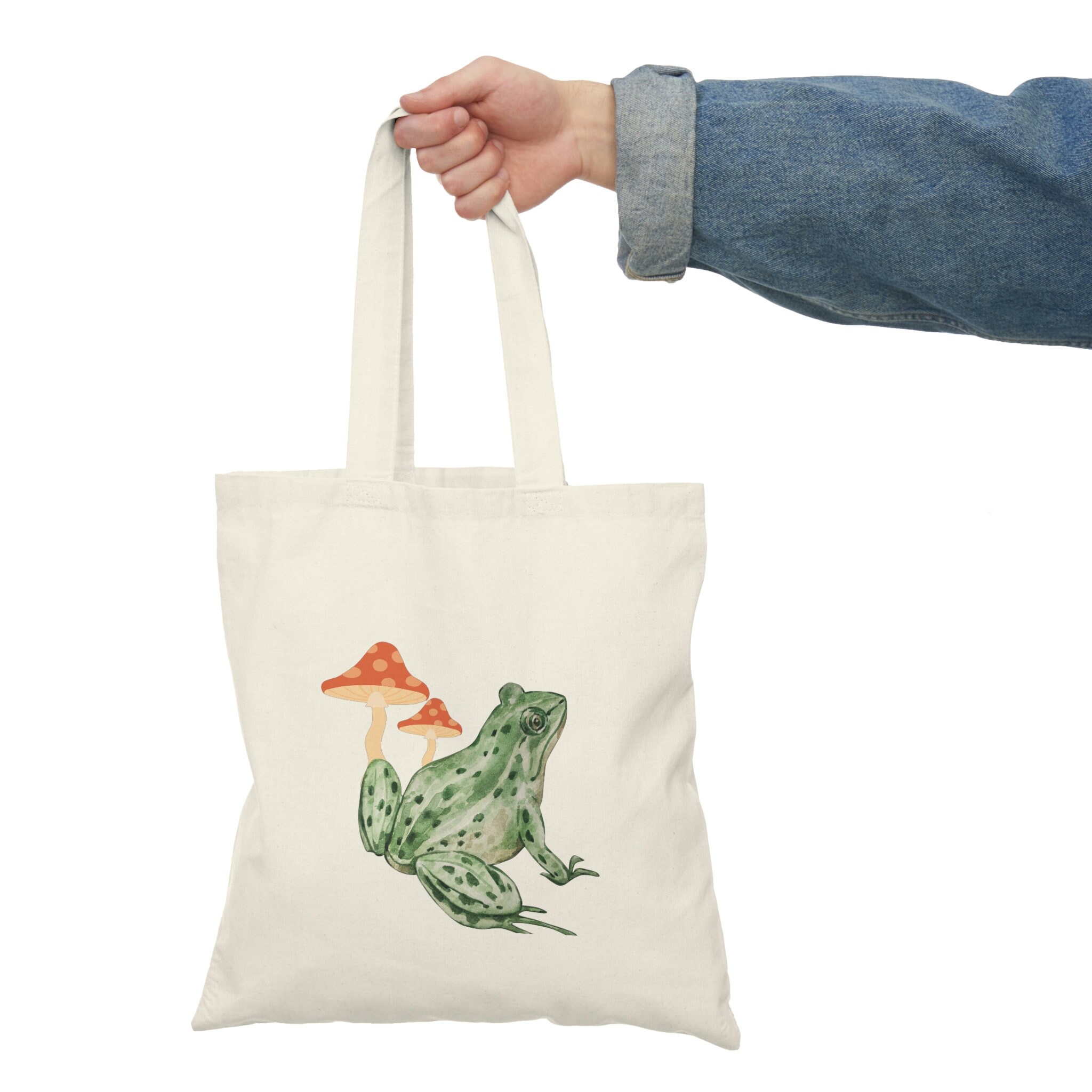 Frog and Mushroom Natural Tote Bag Cottage Core Gift for - Etsy