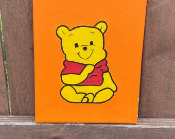 Winnie The Pooh Starry Night Canvas Wall Art - 13x19 Inches, Vincent Van Gogh Inspired, Nursery & Living Room Decor