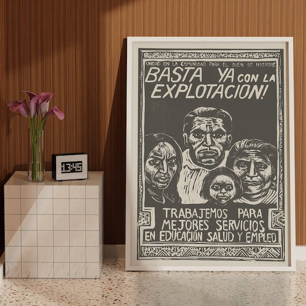 Basta ya con la explotacion (1976) Poster: Vintage Social Justice Print and Protest Wall Art for Resistance and Activism Room Decor