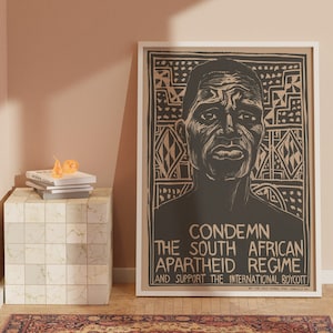 Condemn the South African apartheid (1976) Poster: Vintage Human Rights Print and Protest Wall Art for Political and Activism Room Decor