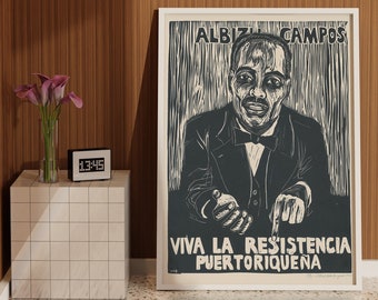 Albizu Campos; viva la resistencia Puerto Riqueua (1976) Poster: Vintage Puerto Rican Historic Print for Revolution and Activism Room Decor