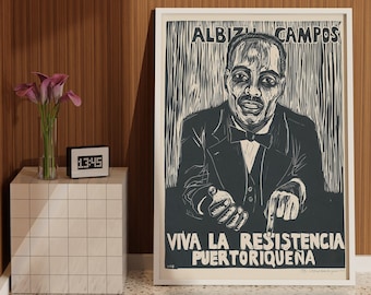 Albizu Campos; viva la resistencia Puerto Riqueua (1976) Poster: Vintage Puerto Rican Historic Print for Revolution and Activism Room Decor