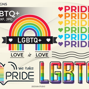 Pacote LGBT svg, dxf, jpg, Pride svg para 4 designs de legendas LGBTQ | arco-íris lgbt | Orgulho gay svg, designs cricut de camisa gay.