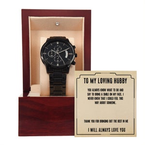 Aan mijn man zwarte chronograaf horloge, vrouw aan man, horloge voor mannen, echtgenoot verjaardagscadeau, cadeau voor man