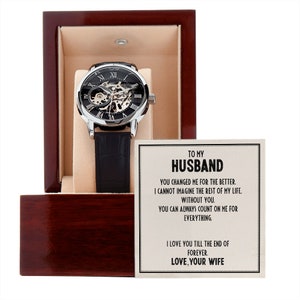 Para o meu marido Relógio masculino vazado, esposa para marido, relógio para homens, presente de aniversário para marido, presente para marido
